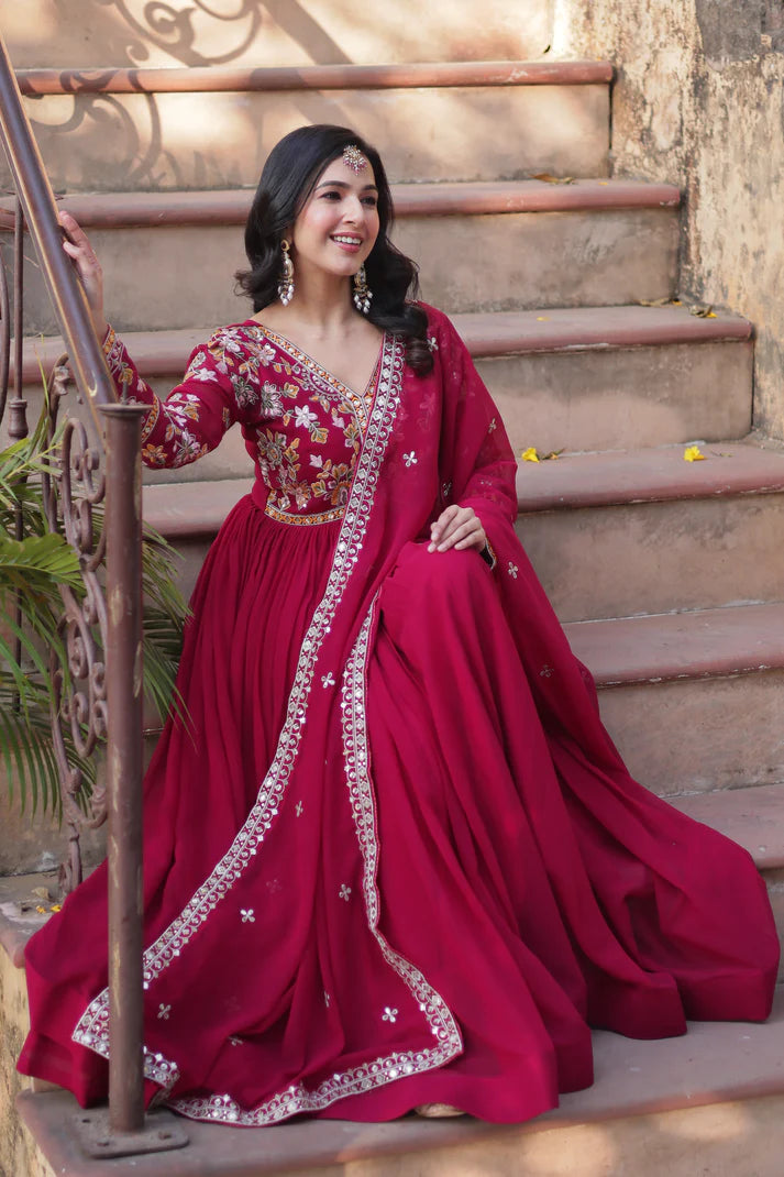 WEDDING SPECIAL FAUX BLOOMING ZARI SEQUINS EMBROIDERED GOWN WITH DUPATTA(WD05) (01)