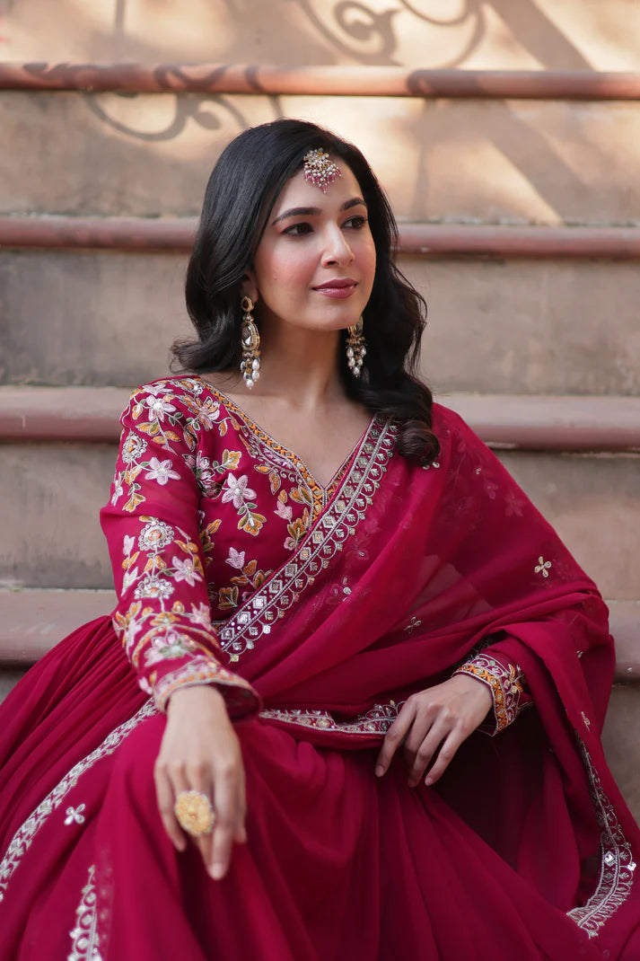 WEDDING SPECIAL FAUX BLOOMING ZARI SEQUINS EMBROIDERED GOWN WITH DUPATTA(WD05) (01)