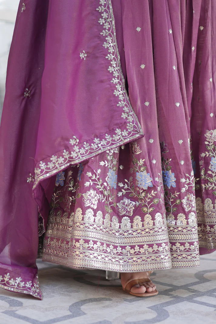 VISCOS COSMOS SEQUINS EMBROIDERED GOWN WITH DUPATTA(WD71)