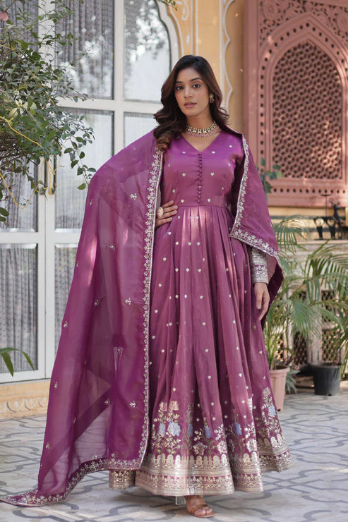 VISCOS COSMOS SEQUINS EMBROIDERED GOWN WITH DUPATTA(WD71)
