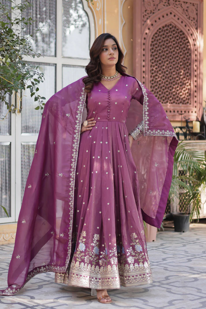 VISCOS COSMOS SEQUINS EMBROIDERED GOWN WITH DUPATTA(WD71)