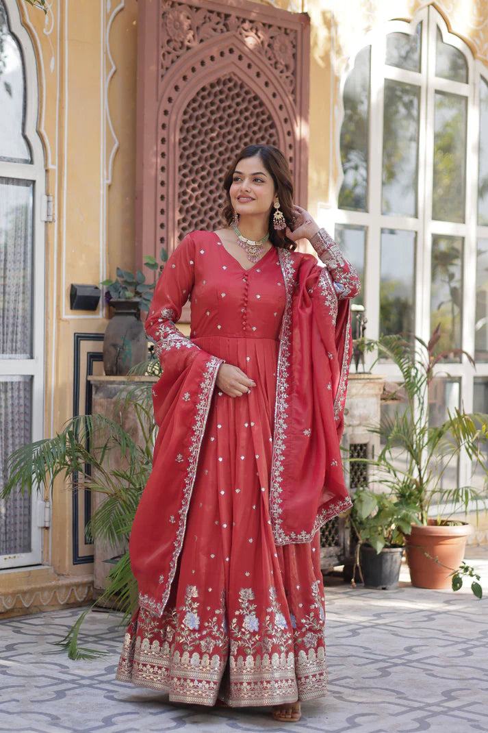 VISCOS COSMOS SEQUINS EMBROIDERED GOWN WITH DUPATTA(WD72)