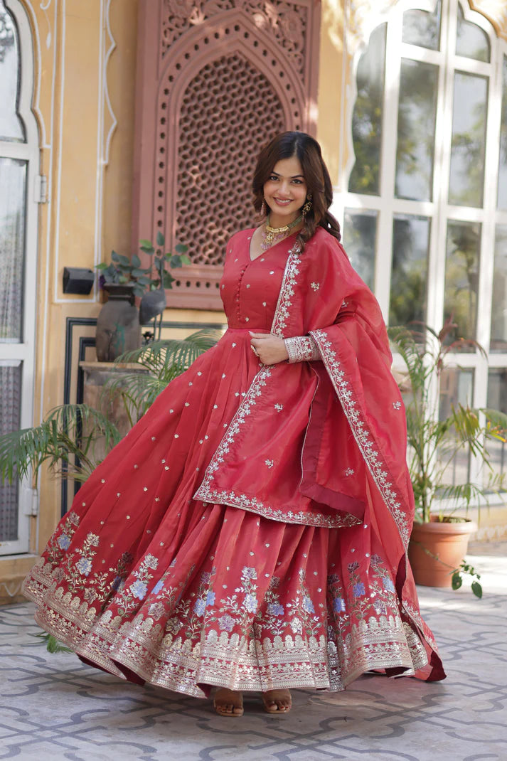 VISCOS COSMOS SEQUINS EMBROIDERED GOWN WITH DUPATTA(WD72)