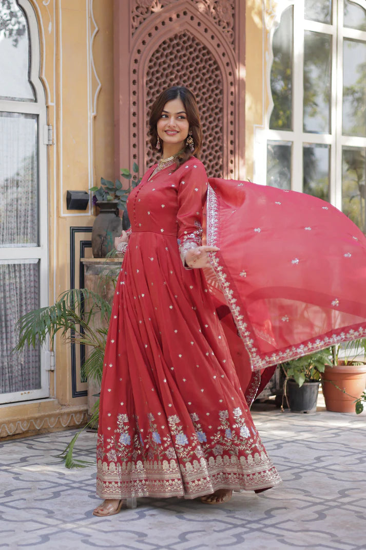 VISCOS COSMOS SEQUINS EMBROIDERED GOWN WITH DUPATTA(WD72)