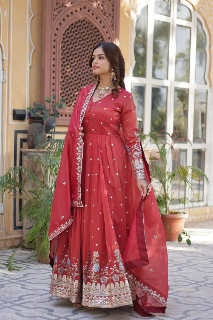 VISCOS COSMOS SEQUINS EMBROIDERED GOWN WITH DUPATTA(WD72)