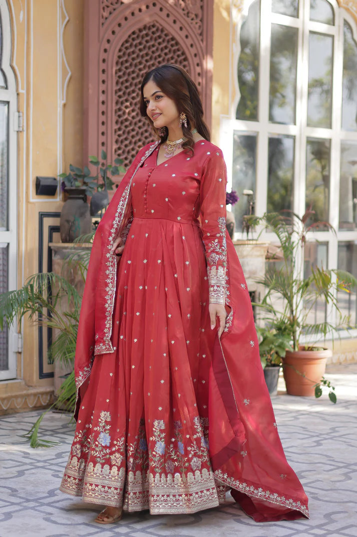 VISCOS COSMOS SEQUINS EMBROIDERED GOWN WITH DUPATTA(WD72)