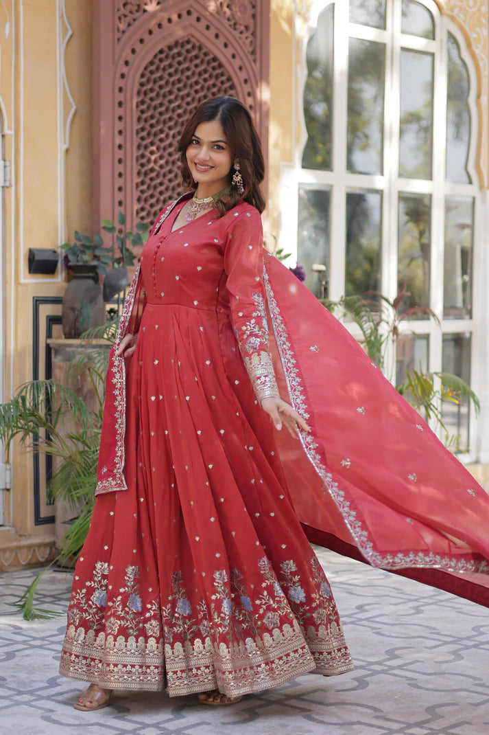 VISCOS COSMOS SEQUINS EMBROIDERED GOWN WITH DUPATTA(WD72)