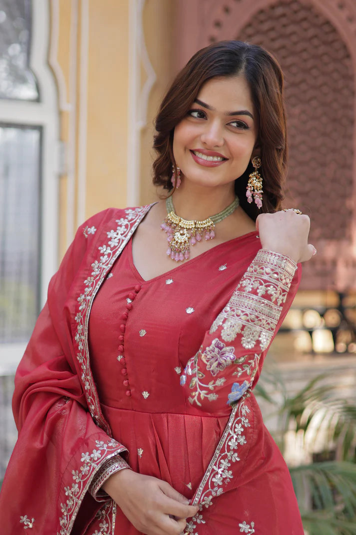 VISCOS COSMOS SEQUINS EMBROIDERED GOWN WITH DUPATTA(WD72)