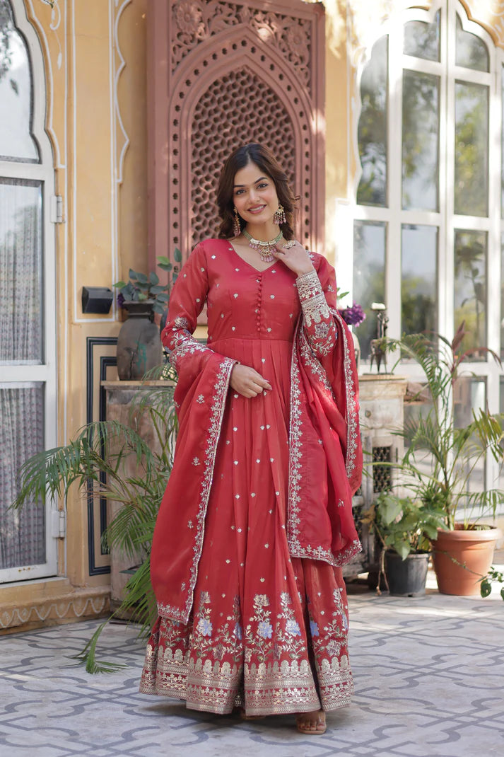 VISCOS COSMOS SEQUINS EMBROIDERED GOWN WITH DUPATTA(WD72)