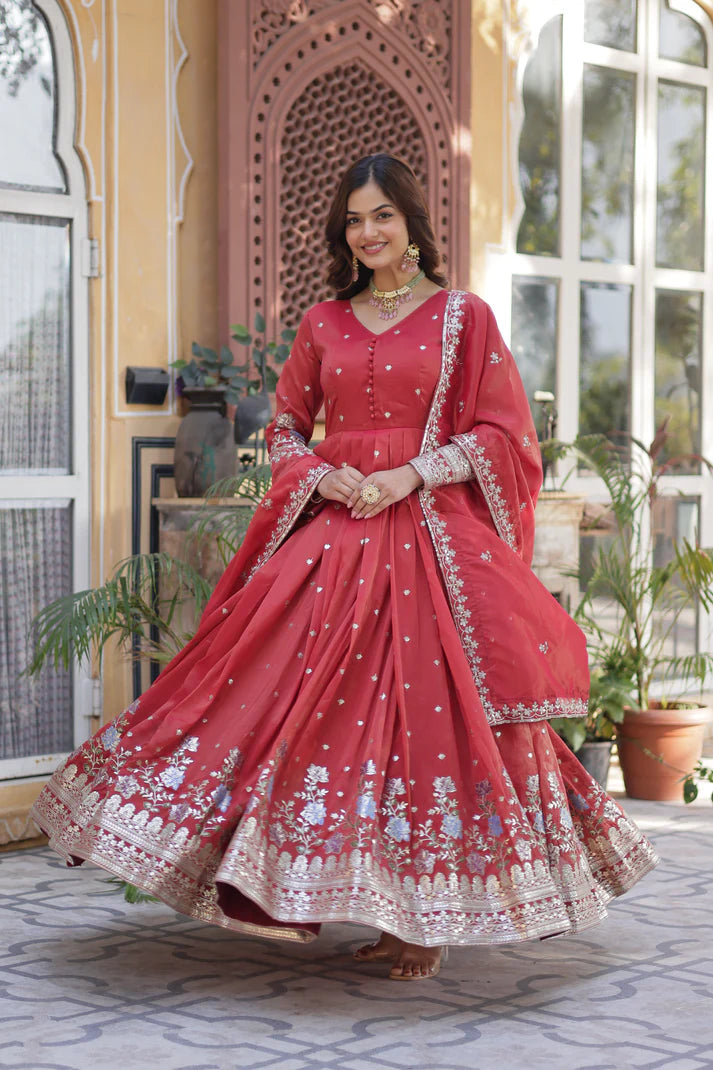 VISCOS COSMOS SEQUINS EMBROIDERED GOWN WITH DUPATTA(WD72)