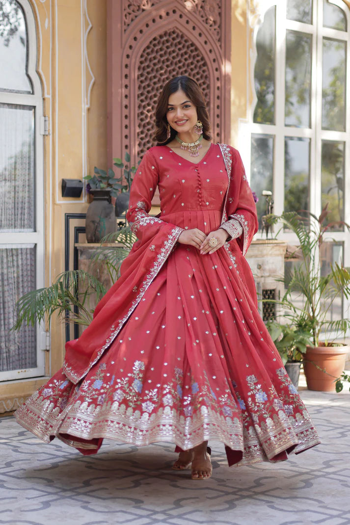 VISCOS COSMOS SEQUINS EMBROIDERED GOWN WITH DUPATTA(WD72)