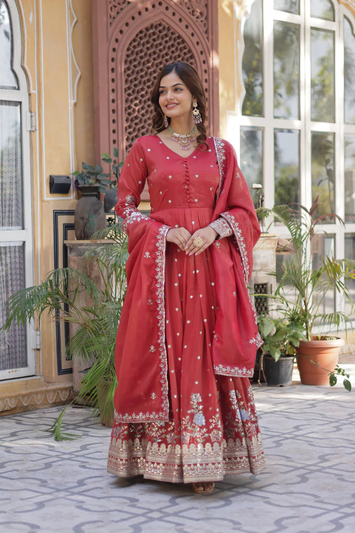 VISCOS COSMOS SEQUINS EMBROIDERED GOWN WITH DUPATTA(WD72)