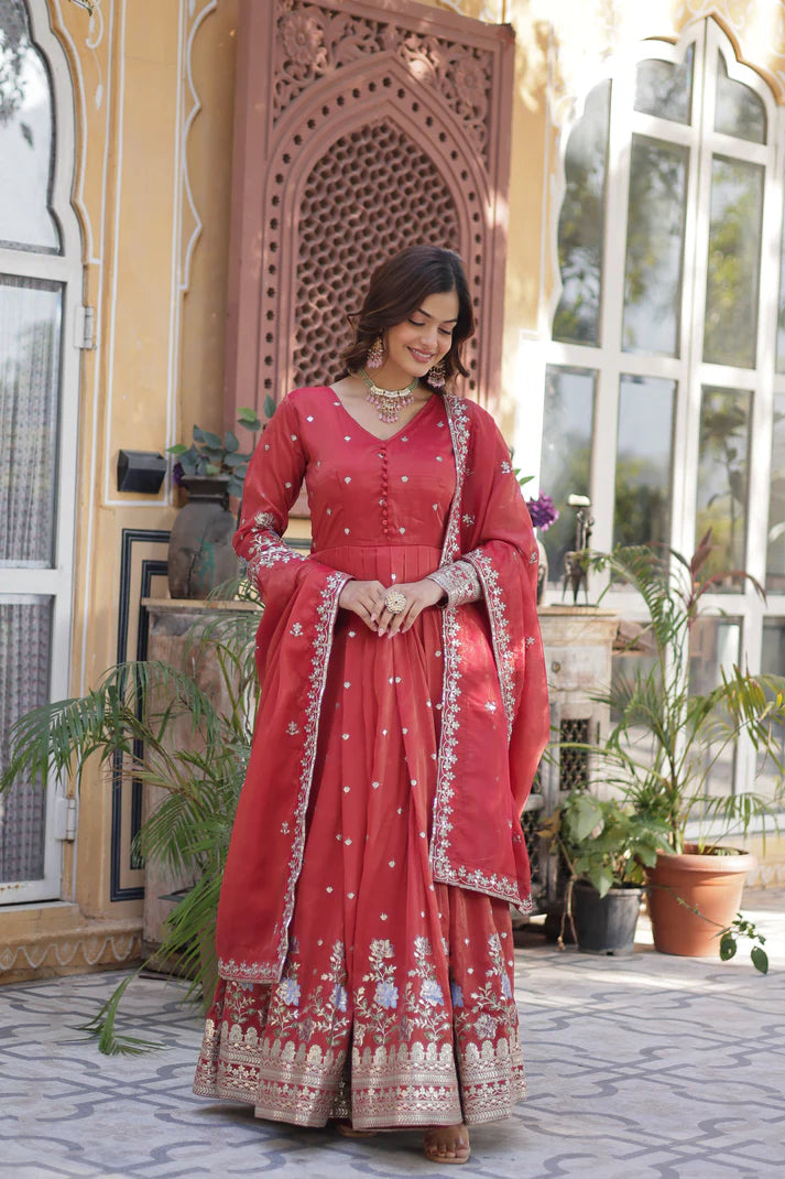 VISCOS COSMOS SEQUINS EMBROIDERED GOWN WITH DUPATTA(WD72)