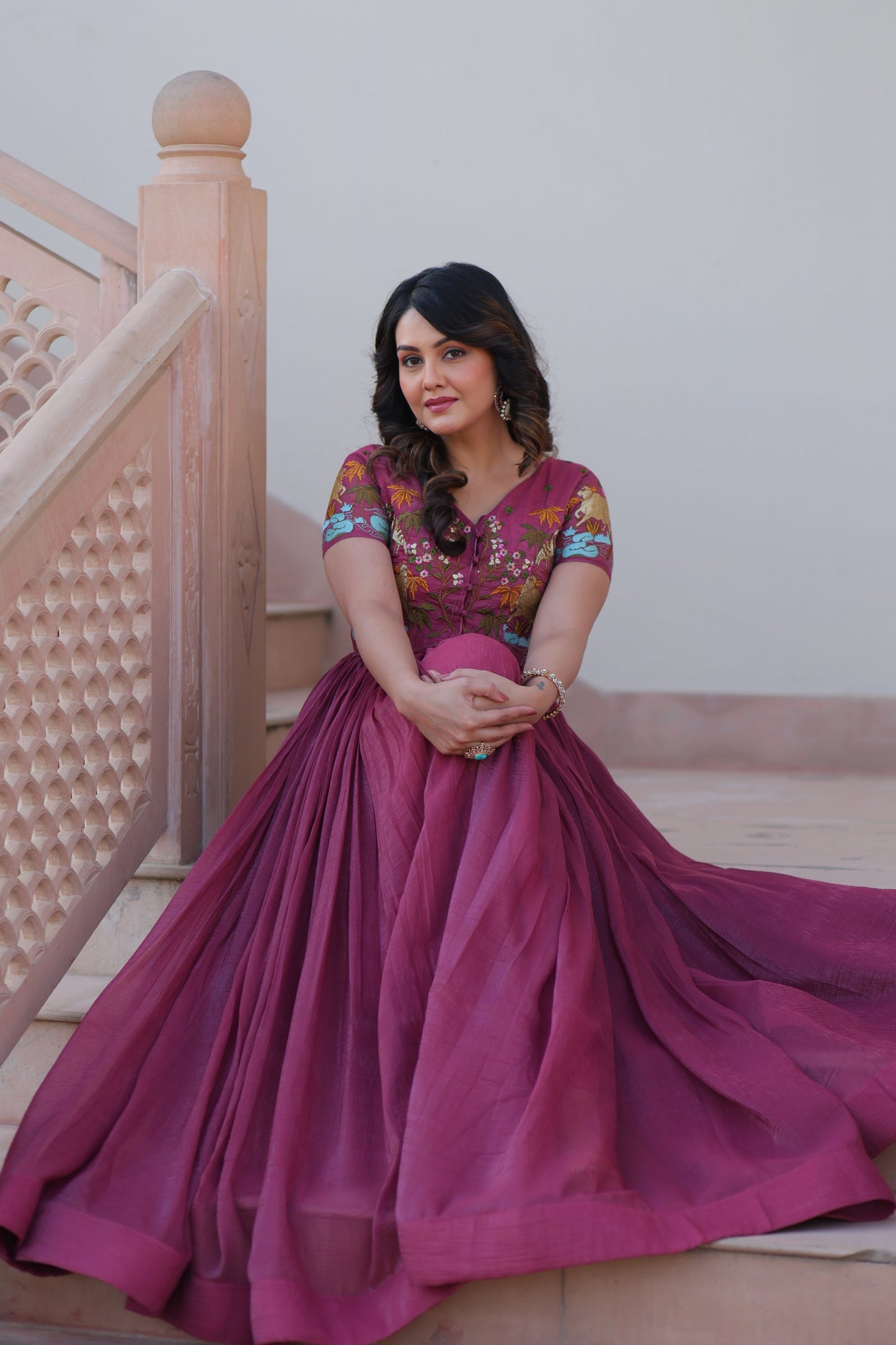 FESTIVAL SPECIAL CRUNCHY EMBROIDERED KOTI GOWN (WDN53) 01