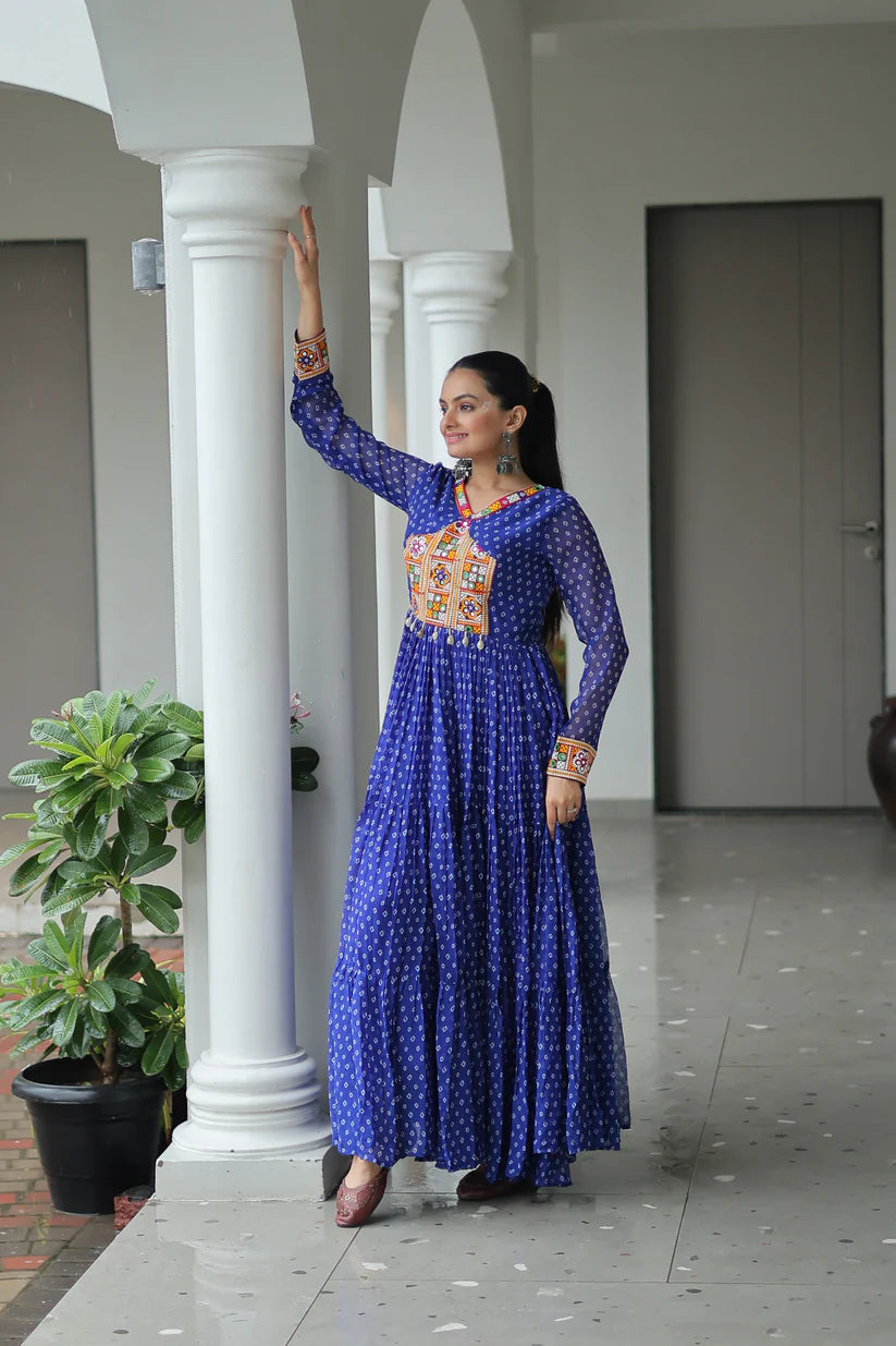 NAVRATRI SPECIAL BANDHANI PRINT GOWN WITH KUTCHI PATCHWORK (WD181) 02