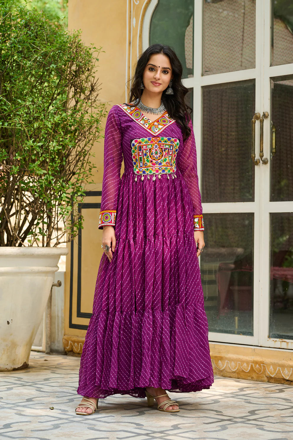 LAHERIYA PRINT PATCHWORK GOWN (WD185)