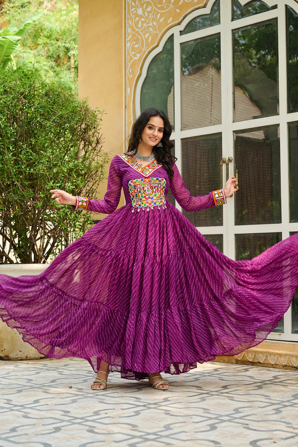 LAHERIYA PRINT PATCHWORK GOWN (WD185)