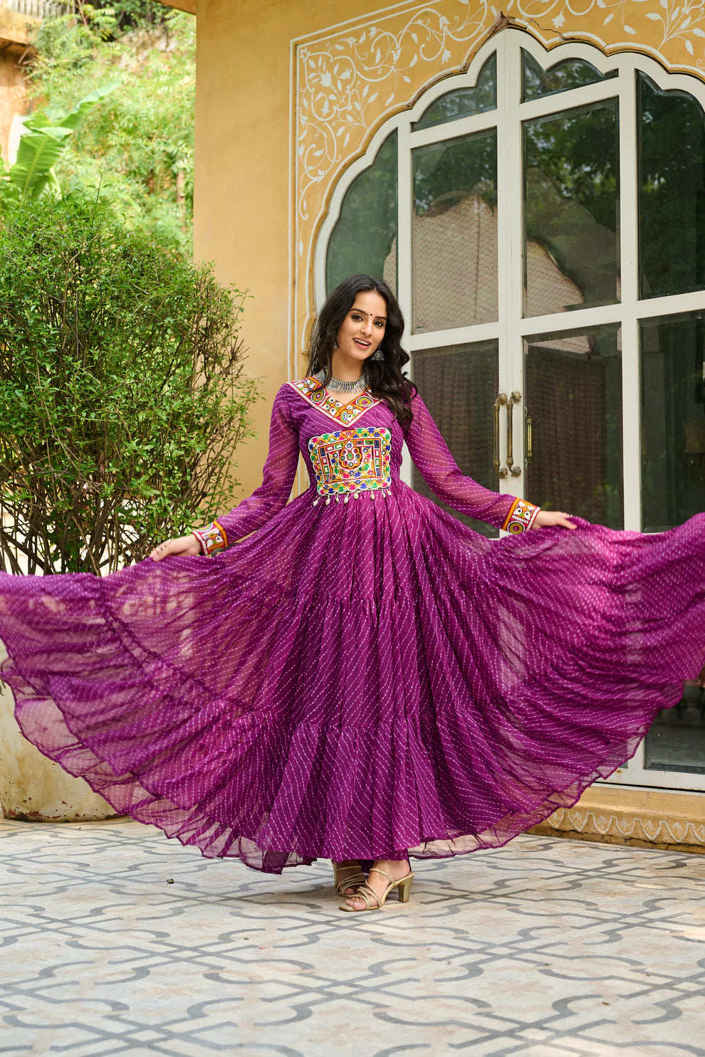 LAHERIYA PRINT PATCHWORK GOWN (WD185)