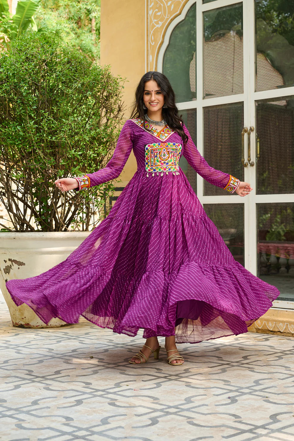 LAHERIYA PRINT PATCHWORK GOWN (WD185)