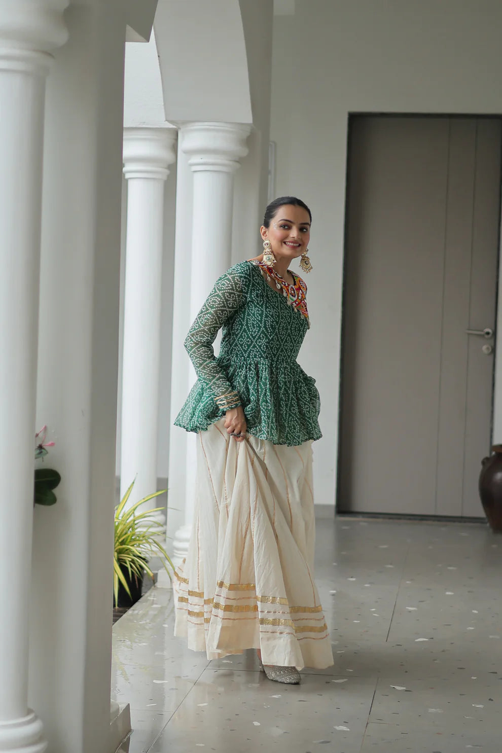 NAVRATRI SPECIAL KORA COTTON GAMTHI WORK LEHENGA CHOLI (WD186) 02