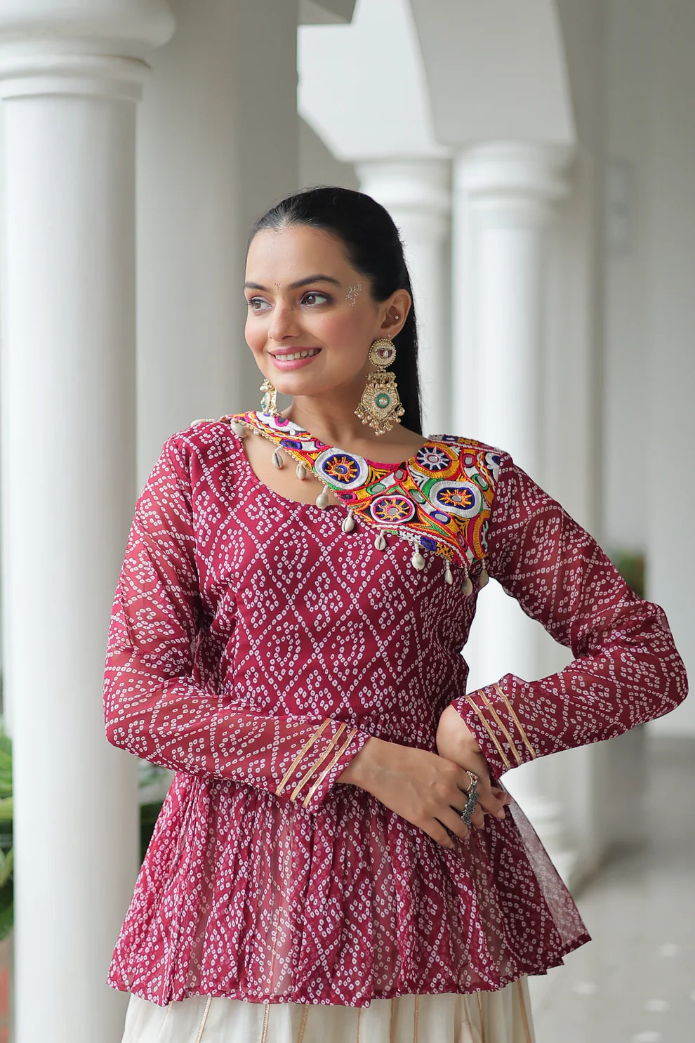 NAVRATRI SPECIAL KORA COTTON GAMTHI WORK LEHENGA CHOLI (WD186) 01