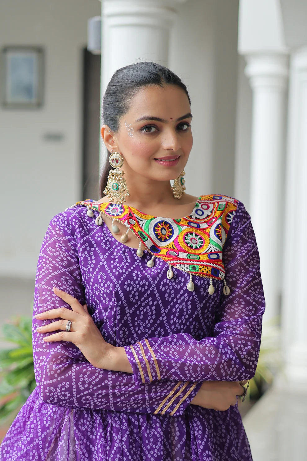 NAVRATRI SPECIAL KORA COTTON GAMTHI WORK LEHENGA CHOLI (WD186)