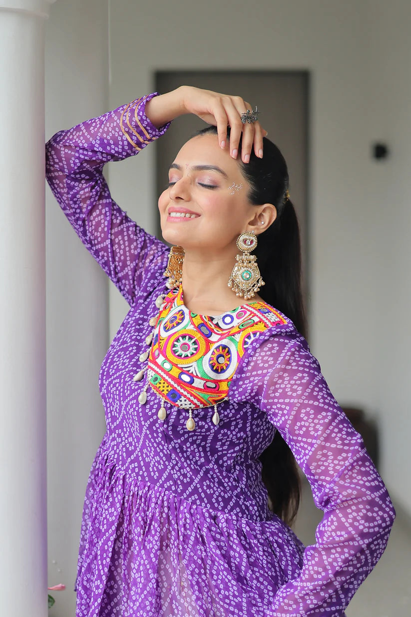 NAVRATRI SPECIAL KORA COTTON GAMTHI WORK LEHENGA CHOLI (WD186)