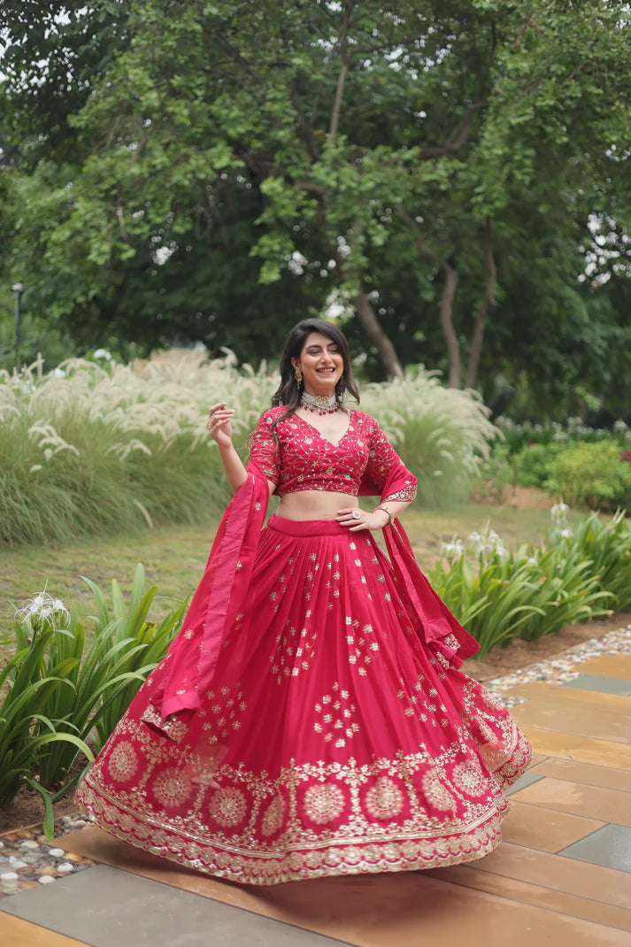 FESTIVAL SPECIAL RANGOLI SILK THREAD EMBROIDERED LEHENGA CHOLI(WD138)