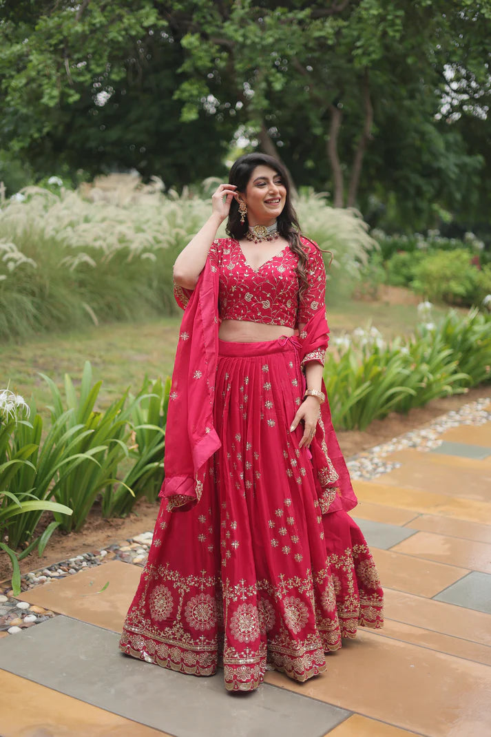 FESTIVAL SPECIAL RANGOLI SILK THREAD EMBROIDERED LEHENGA CHOLI(WD138)