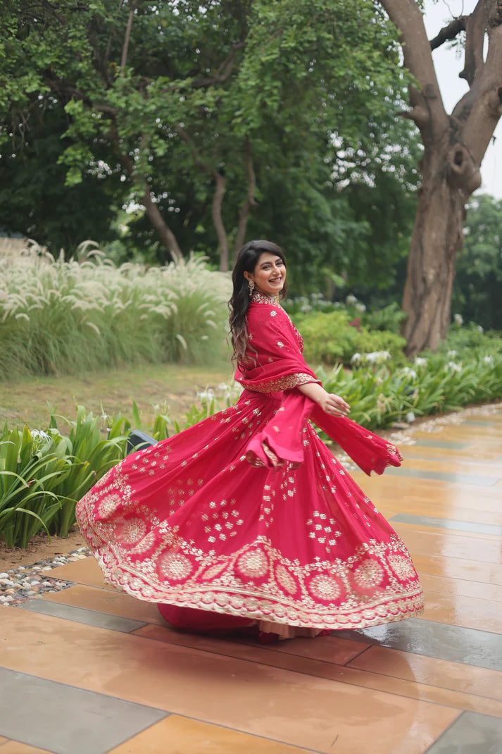 FESTIVAL SPECIAL RANGOLI SILK THREAD EMBROIDERED LEHENGA CHOLI(WD138)