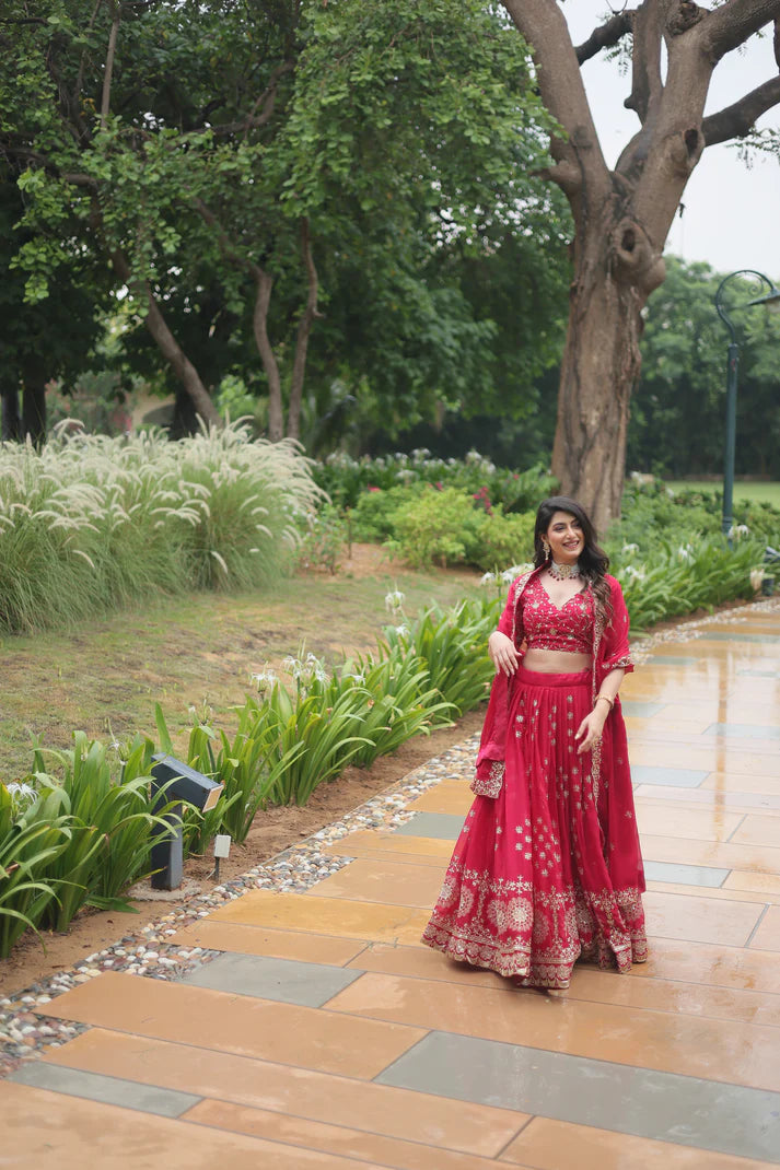 FESTIVAL SPECIAL RANGOLI SILK THREAD EMBROIDERED LEHENGA CHOLI(WD138)