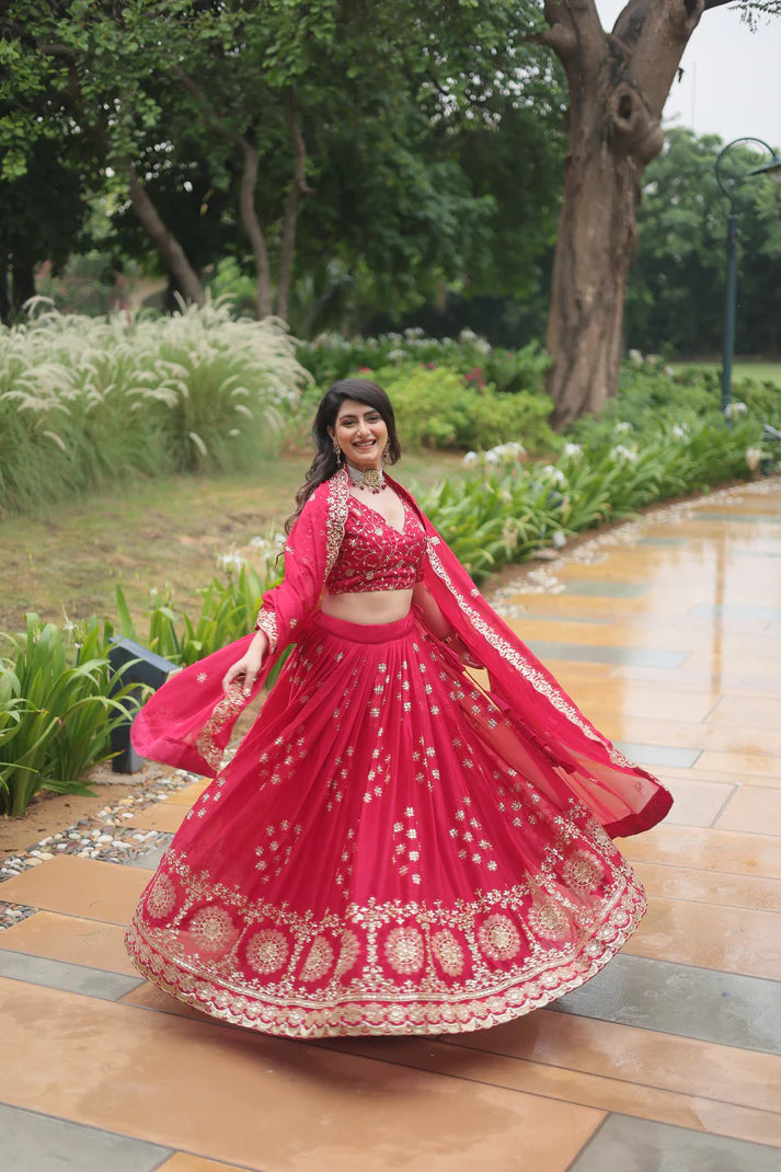 FESTIVAL SPECIAL RANGOLI SILK THREAD EMBROIDERED LEHENGA CHOLI(WD138)