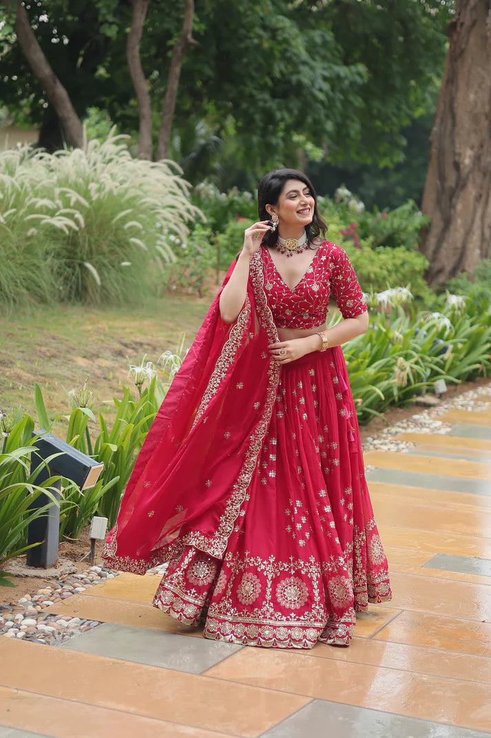 FESTIVAL SPECIAL RANGOLI SILK THREAD EMBROIDERED LEHENGA CHOLI(WD138)