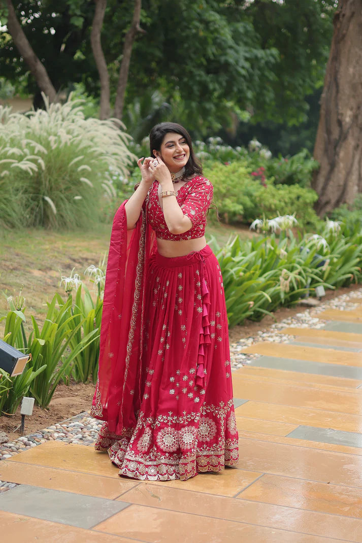 FESTIVAL SPECIAL RANGOLI SILK THREAD EMBROIDERED LEHENGA CHOLI(WD138)