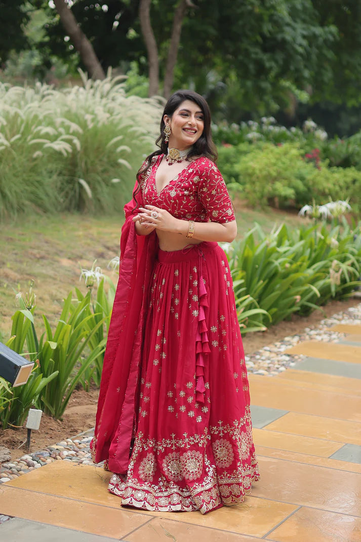 FESTIVAL SPECIAL RANGOLI SILK THREAD EMBROIDERED LEHENGA CHOLI(WD138)