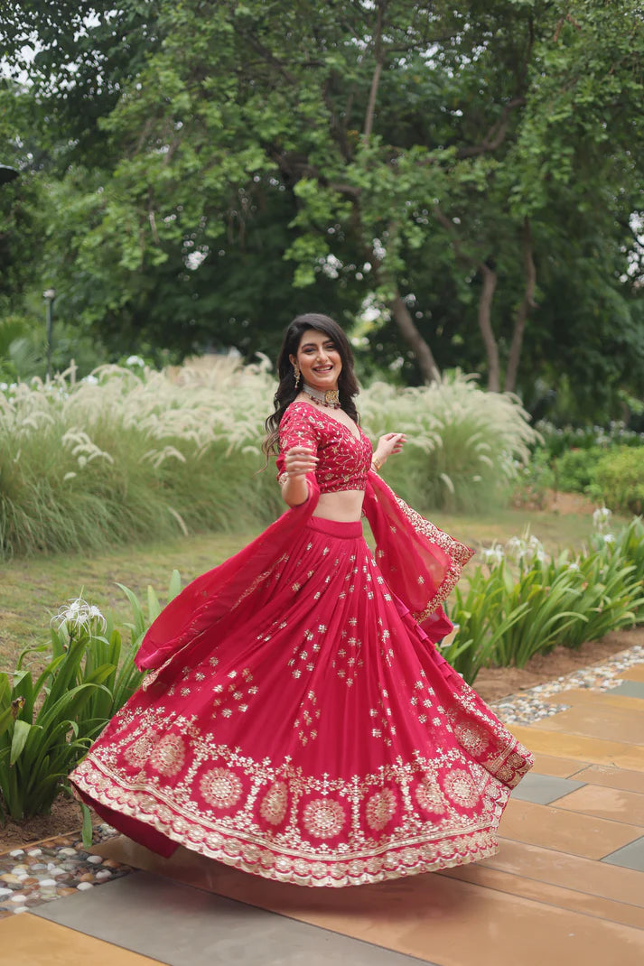 FESTIVAL SPECIAL RANGOLI SILK THREAD EMBROIDERED LEHENGA CHOLI(WD138)