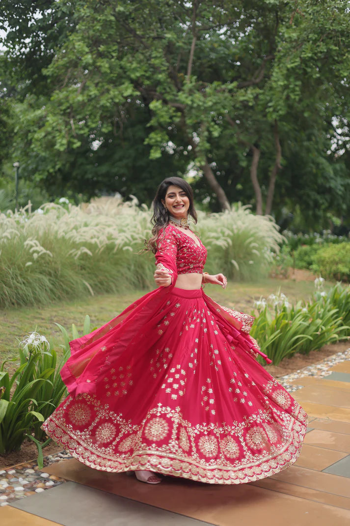 FESTIVAL SPECIAL RANGOLI SILK THREAD EMBROIDERED LEHENGA CHOLI(WD138)