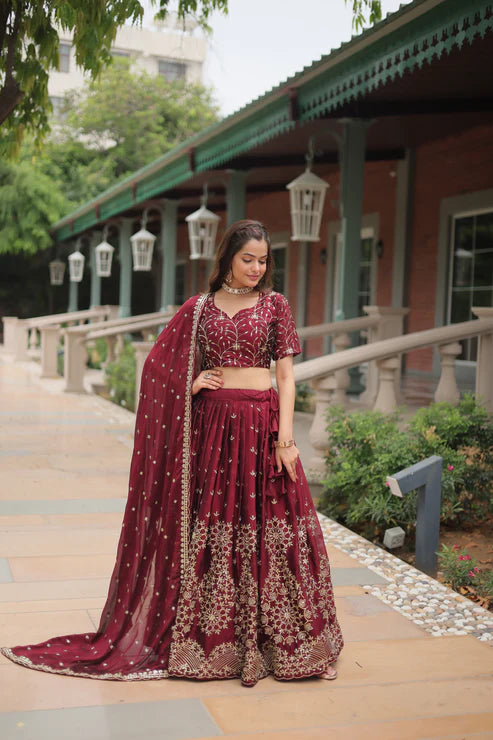 WEDDING SPECIAL RANGOLI SILK EMBROIDERED WORK LEHENGA CHOLI(WD135)