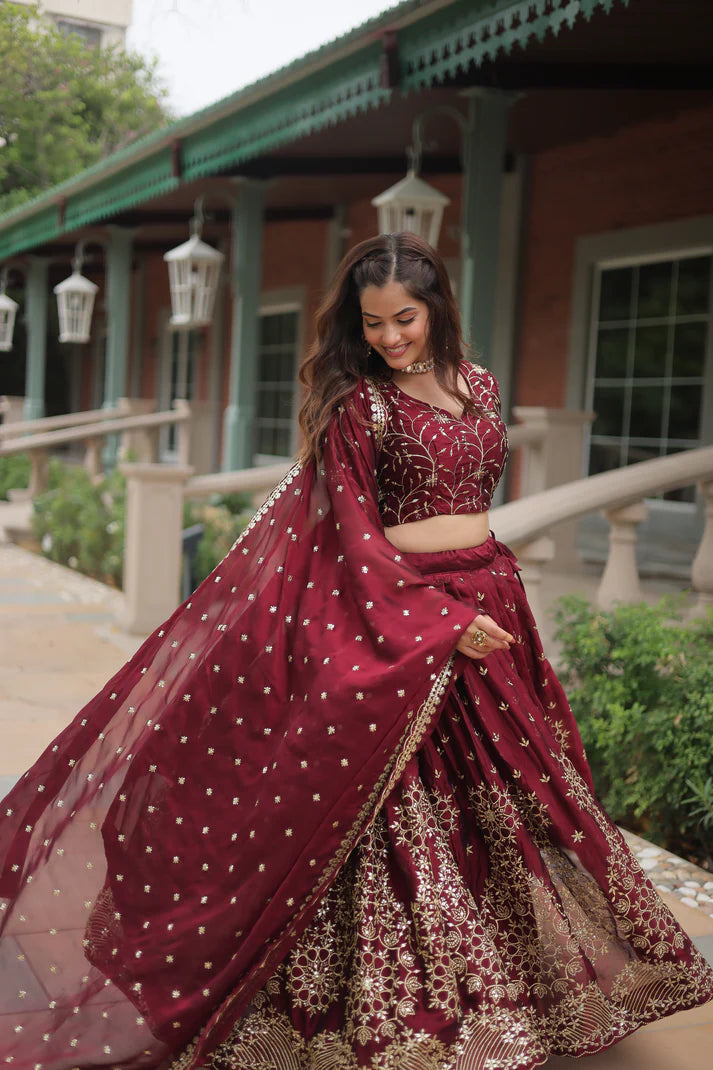 WEDDING SPECIAL RANGOLI SILK EMBROIDERED WORK LEHENGA CHOLI(WD135)