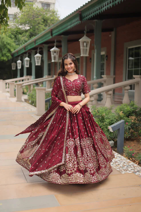 WEDDING SPECIAL RANGOLI SILK EMBROIDERED WORK LEHENGA CHOLI(WD135)