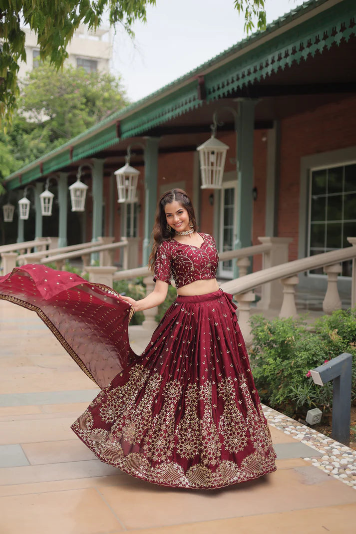 WEDDING SPECIAL RANGOLI SILK EMBROIDERED WORK LEHENGA CHOLI(WD135)