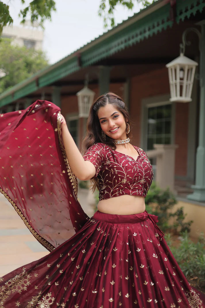WEDDING SPECIAL RANGOLI SILK EMBROIDERED WORK LEHENGA CHOLI(WD135)