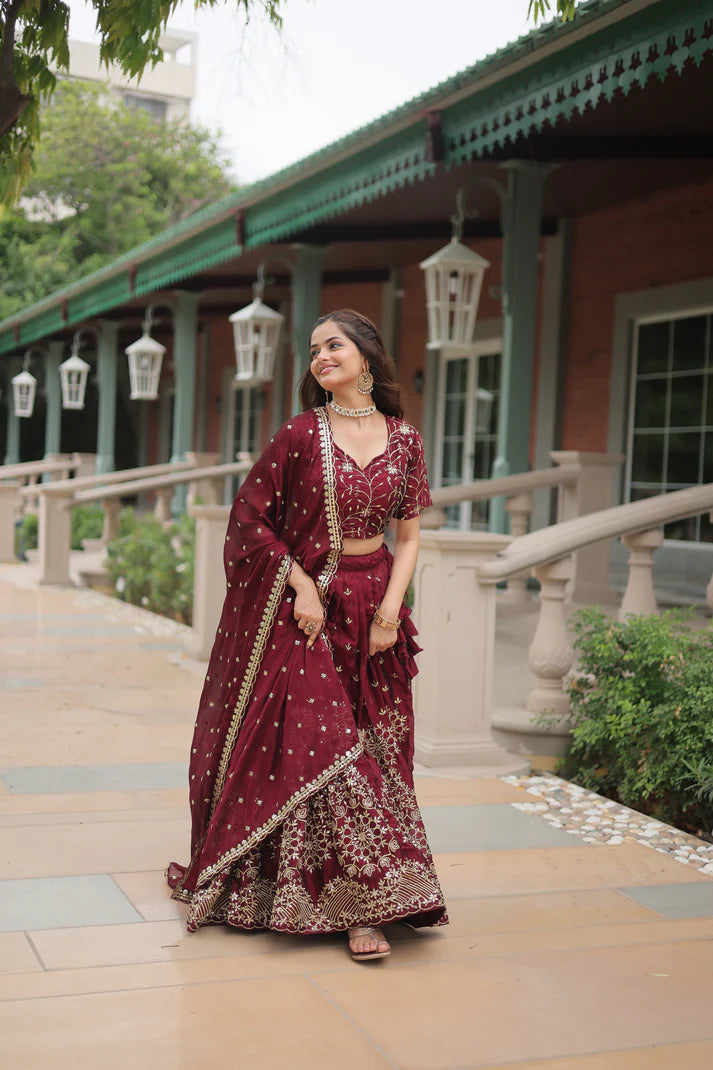 WEDDING SPECIAL RANGOLI SILK EMBROIDERED WORK LEHENGA CHOLI(WD135)