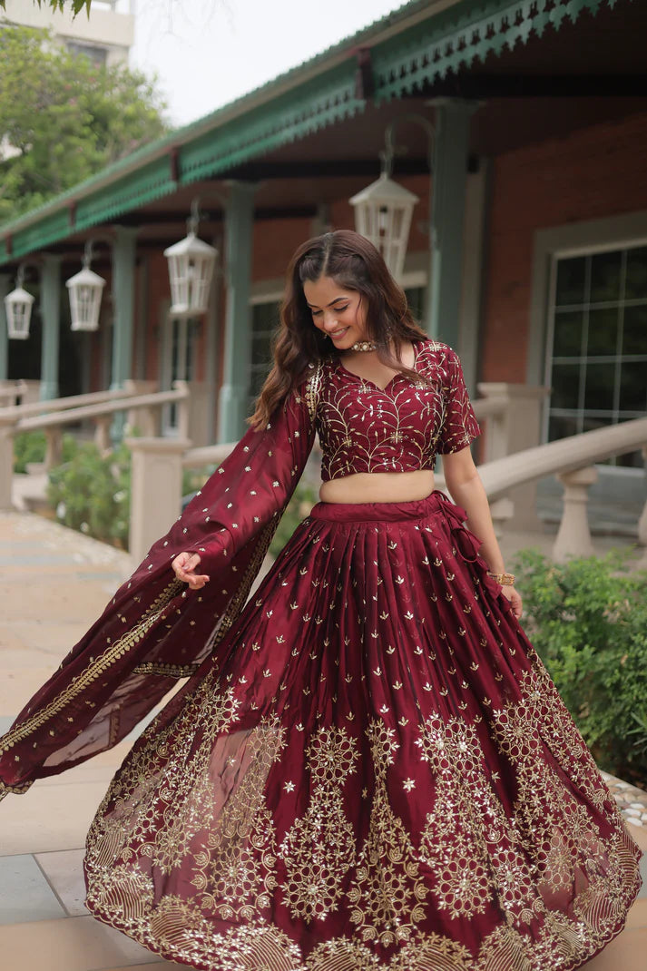 WEDDING SPECIAL RANGOLI SILK EMBROIDERED WORK LEHENGA CHOLI(WD135)