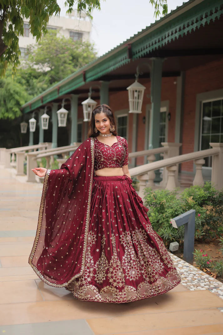 WEDDING SPECIAL RANGOLI SILK EMBROIDERED WORK LEHENGA CHOLI(WD135)