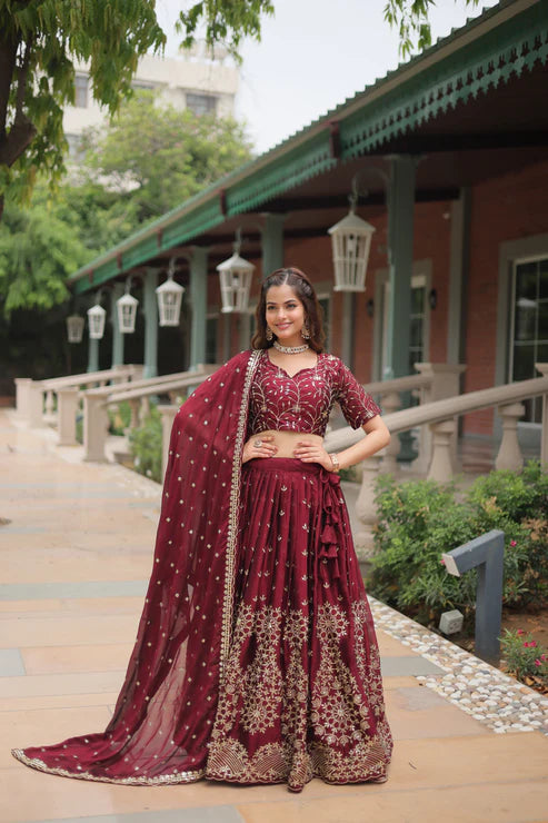 WEDDING SPECIAL RANGOLI SILK EMBROIDERED WORK LEHENGA CHOLI(WD135)