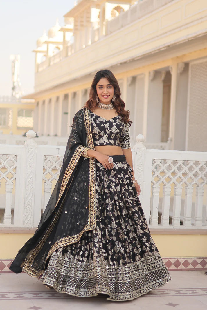 Designer Dyeable Pure Viscose Jacquard fabric Lehenga Choli & Dupatta Set(WD168) (05)