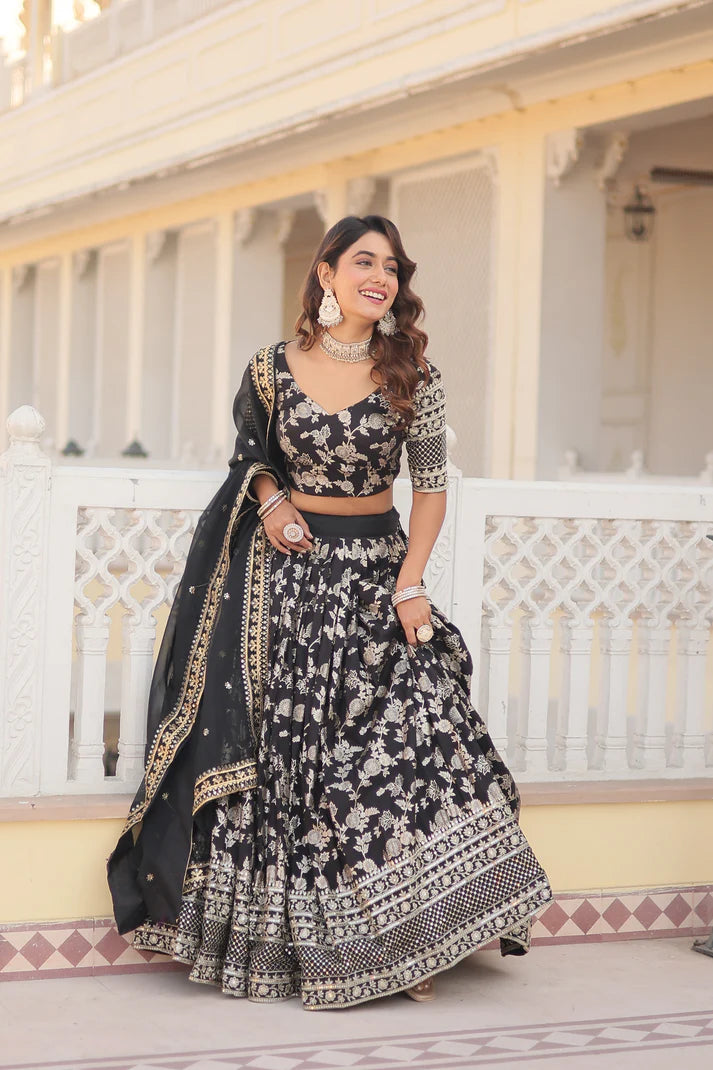Designer Dyeable Pure Viscose Jacquard fabric Lehenga Choli & Dupatta Set(WD168) (05)