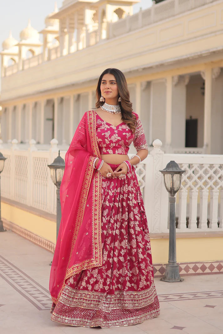 Designer Dyeable Pure Viscose Jacquard fabric Lehenga Choli & Dupatta Set(WD168) (04)