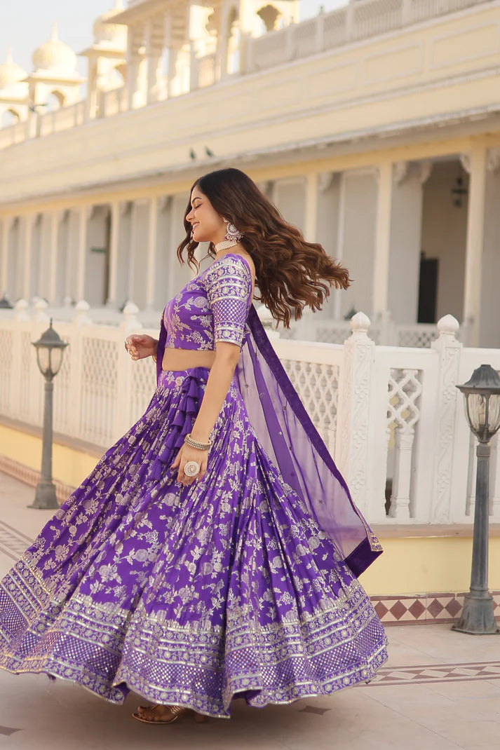 Designer Dyeable Pure Viscose Jacquard fabric Lehenga Choli & Dupatta Set(WD168) (02)